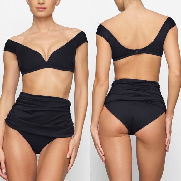 Skims | NWT Off Shoulder Shaping Swim Top Midnight Blue XS - Picture 2 of 8